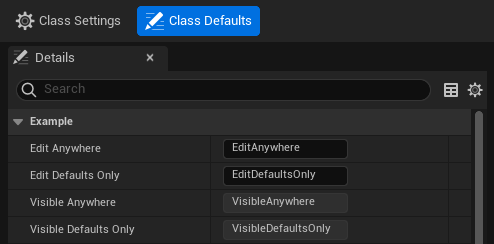 The Details Panel in the Blueprint Editor